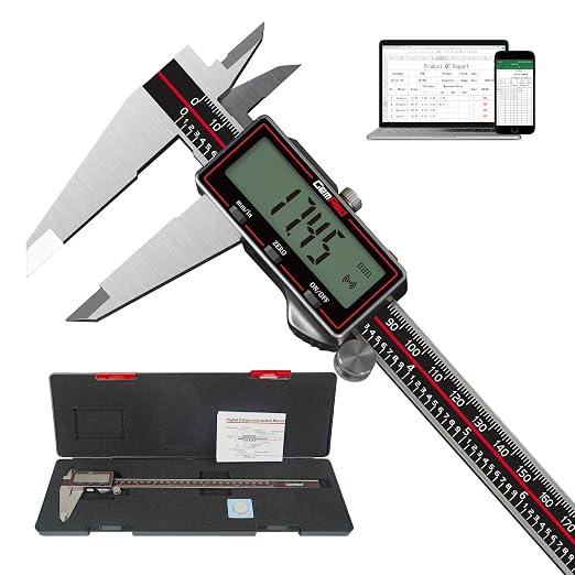 GemRed Wireless Digital Caliper, 12 inch Stainless Steel Measuring Tool with Data Output, Inch/MM Conversion, Zero Reset, Auto Off, for DlY, Woodworking, Household