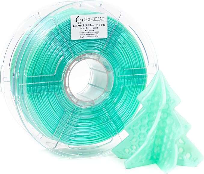 Cookiecad PLA Filament 1.75mm 1kg Iridescent Glitter 3D Printer Filament - Mint Green Elixir PLA