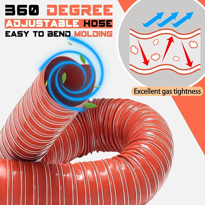 3 1/2 in Intake Hose Automotive Air Duct Hose Length 4 Meter (13.3 Feet) Double-layer Silicone Flexible Brake Cooling Ducting Induction vacuum hose for Air System (Red)