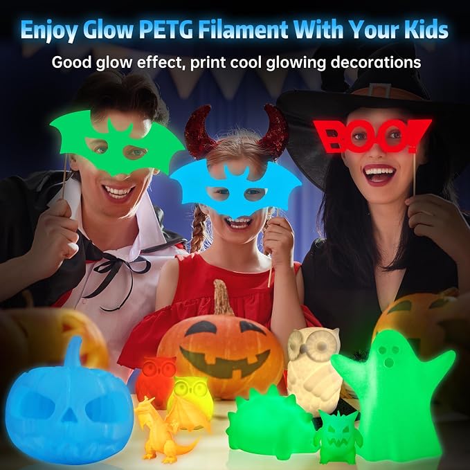 SUNLU PETG Glow in The Dark Filament, Luminous 3D Printer Filament 1.75mm, High Brightness and Long Time PETG Glows Filament, Dimensional Accuracy +/- 0.02mm, 1kg Spool. (White, Glow Blue)
