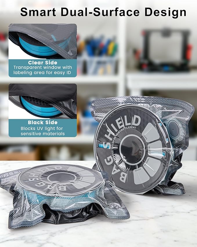 3D Printer Filament Storage Bags, Thickened Vacuum Sealed Bags for Keeping Dry, 1.75mm 2.85mm Spools, Light-Proof Moisture-Proof, Fits 0.5KG 0.75KG 1KG Filament, with or Without Pump | Bags Only · Bambu Lab Prusa Creality · PLA PETG ABS ASA TPU Nylon ·...
