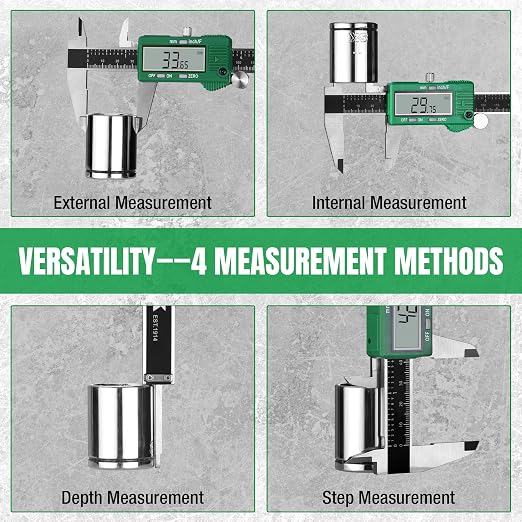 SK 6-Inch Digital Calipers, Vernier Caliper with Large LCD Screen, Caliper Measuring Tool with Auto-Off Feature, Inch/Millimeter/Fraction Conversion, ±0.001" Accuracy