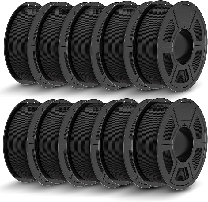 TECBEARS Rapid PETG Filament Bundle，High Speed 3D Printer Filament, High Toughnes PETG, Pack of 10, 10 Colors, Black