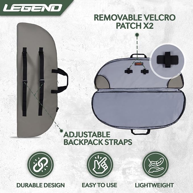 LEGEND Essential Compound Bow Case - Soft Bow Case for Compound Bow & Archery Accessories, Premium Bow Bag with Durable Nylon Fabric, Lightweight Archery Case with Backpack Strap - 36" or 44" Interior