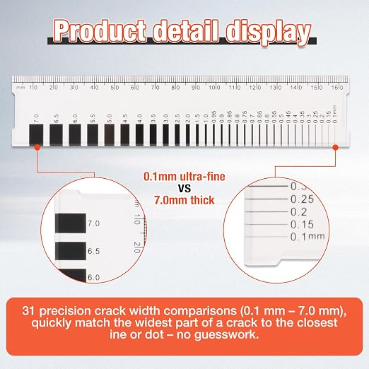 MOETER Crack Width Gauge, Concrete Crack Monitoring Gauge 0-16.5cm Crack Measuring Ruler with 1mm Precision for Measures Cracks (3 Piece)