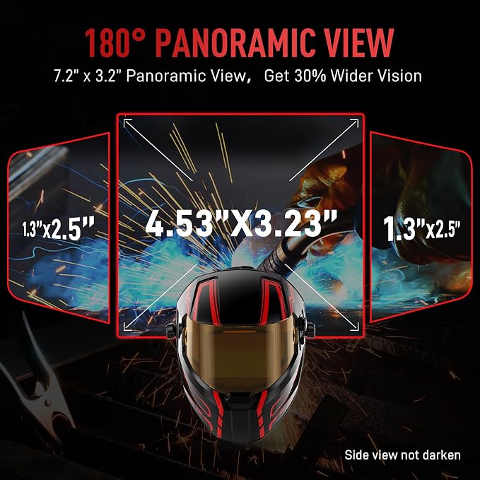 ANDELI Auto Darkening Welding Helmet-Full Digital Filter with Internal Display, 7.2"x3.2" Extra Wide Panoramic View, Type-C Fast Charging True Color Wide Shade 4/5-9/9-13 for Weld Cut Grind
