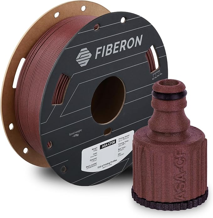Polymaker Fiberon ASA-CF08 Dark Red Carbon Fiber 3D Printing Filament 1.75mm 0.5KG, UV & Weather Resistant, High Rigidity, Heat Resistant, Easy to Print, Functional Parts & Prototypes