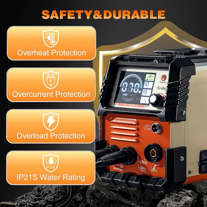 130A MIG Welder 110V, Flux Core Welder with Digital Display, 3-in-1 Gasless MIG/Lift TIG/Stick Welding Machine, IGBT Inverter Portable Mini Welder for Home DIY, with Gloves & Mask