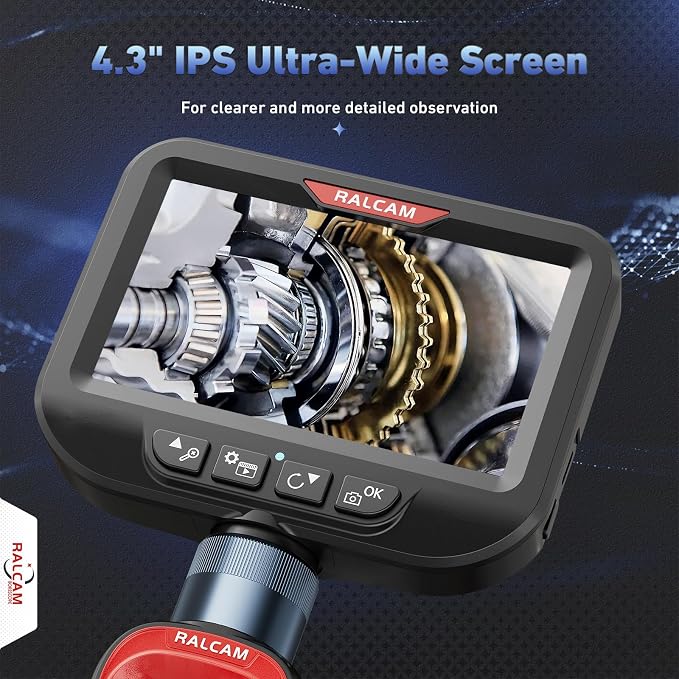 4-Way 360° Articulating Borescope 6.2mm + Endoscope Camera Compatible with iPhone & Android for Engine, Pipe & HVAC Inspection