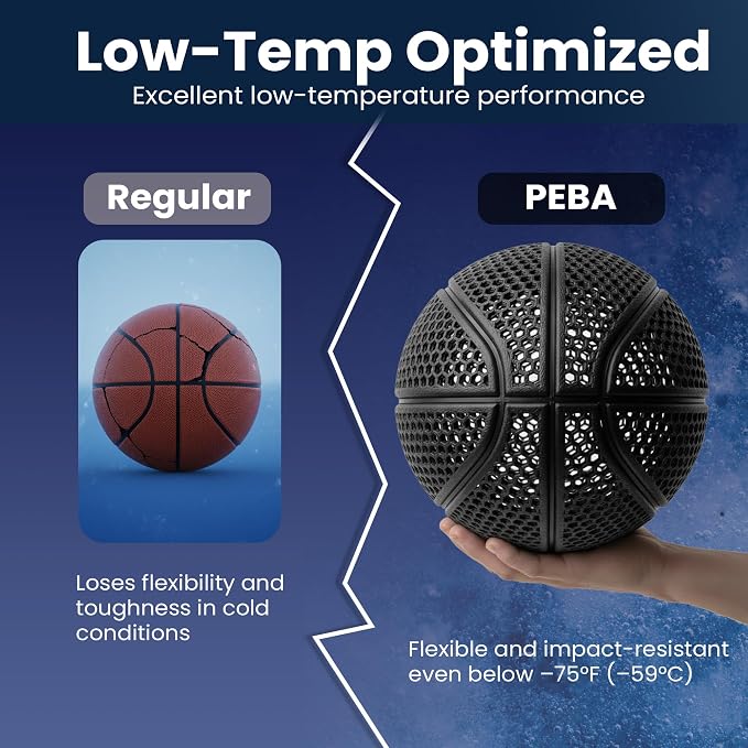 PEBA Filament 1.75mm Full 1kg SpoolHaus Super Bounce | High Rebound Flexible Filament | The Super TPU 78% Energy Return | Bouncy Airless Basketball 3D Printer Filament Lightweight Black 1kg