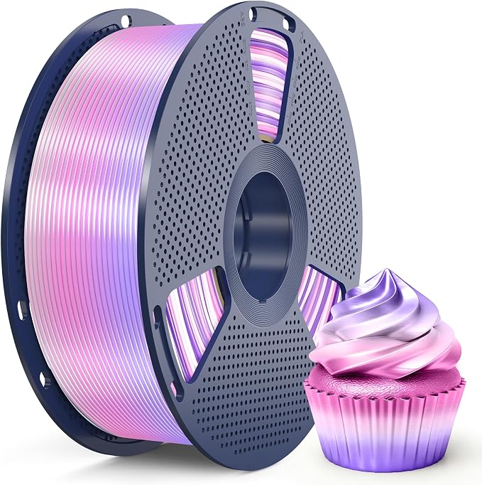 SUNLU Silk Rainbow PLA Filament 1.75mm, Multicolor Gradient 3D Filament, Neatly Wound Shiny Silk 3D Printer Filament, Dimensional Accuracy +/-0.02mm, 1KG Spool(2.2 lbs), Rainbow Silk 03