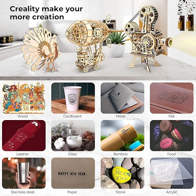 Creality Falcon 72000mW Output Laser Engraver, 5W Efficient Laser Engraver Machine, Laser Cutter and Engraver Machine for Wood, Metal,Paper, Acrylic, Leather, Laser Class 4