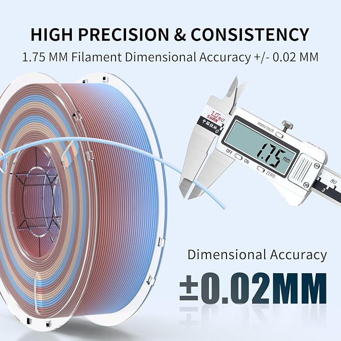 RAMBERY Matte Rainbow 3D Printing Filament Fast Color Change, Multi-Color PLA Filament for Most FDM 3D Printer, 1.75mm 1kg(2.2lbs), Matte Rainbow Blue-Brown