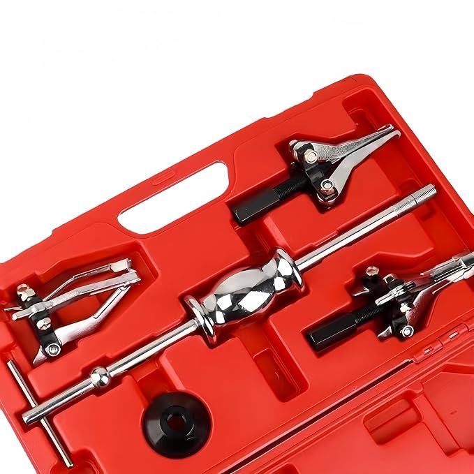 RQG 3 Jaw Slide Hammer Bearing Puller Set, Universal Internal External Bearing Gear Puller Set, Alloy Steel Pulley Wheel Bearing Removal Tool Set with Storage Case
