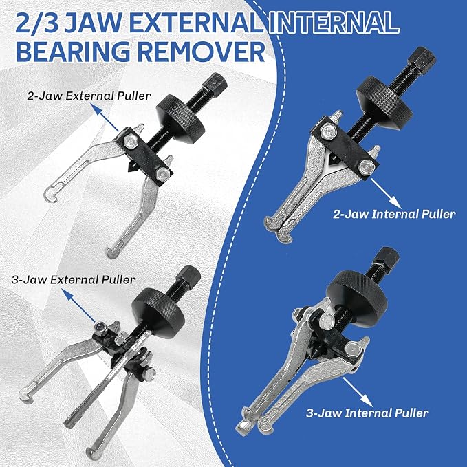DASBET 17PCS Slide Hammer Puller Set | 2/3 Jaw Sliding Hammer Bearing Puller Kit Dent Hub Gear Puller Remover Set, 9-Way Internal External Puller Hub Puller