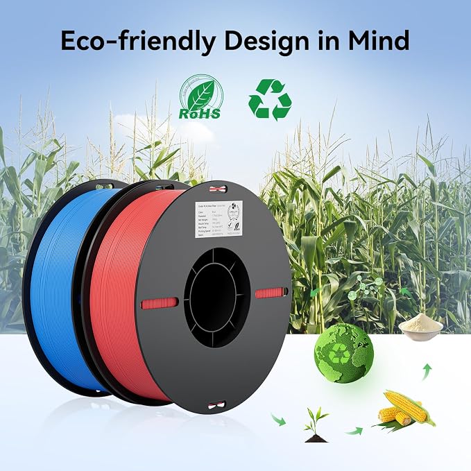 Creality PLA Filament 1.75mm PLA 3D Printer Filament, 2kg Cardboard Spool (4.4lbs), Dimensional Accuracy +/- 0.02mm, Fit Most FDM Printer (Red & Blue 2-Pack)