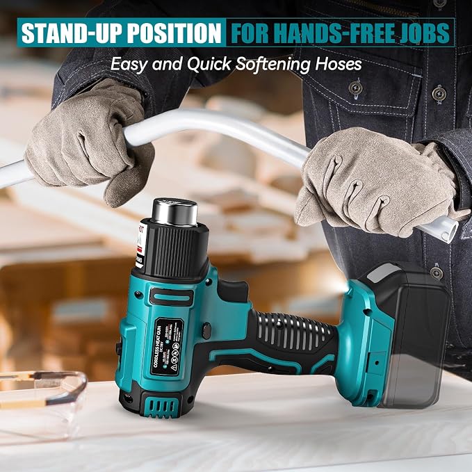 LIVOWALNY Cordless Heat Gun Compatible with Makita 18V Battery (Tool Only) LCD Digital Display - 350W 122℉-1022℉ Adjustable Portable Battery Powered Hot Air Gun for Shrink Tubing Crafts Vinyl Wrap