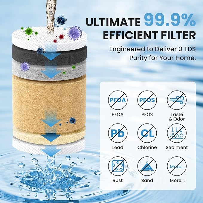 0 TDS Water Filter Replacement for Zero Pitcher & Dispenser | Upgraded 6-Stage Filtration | Removes 99.9% of Lead, Chromium, PFOA/PFOS | Compatible with ZR-001, ZR-004, ZR-017 | 2-Pack