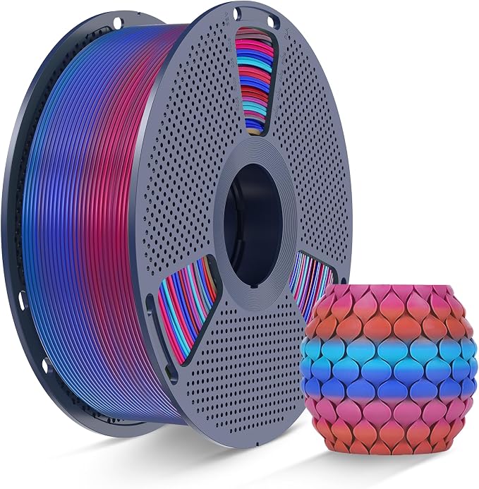 SUNLU Rainbow PLA Filament 1.75mm, Multicolor Gradient 3D Printer Filament, Neatly Wound 3D Printing Filament, Dimensional Accuracy +/-0.02mm, 1KG Spool(2.2 lbs), Rainbow PLA 02