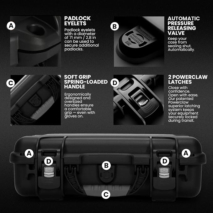 NANUK 910 Empty Waterproof Hard Case – 14.3” x 11.1” x 4.7”, Protective Case for Gear – Impact-Resistant, Dustproof, Airline Carry-On Approved – Made in Canada, Black