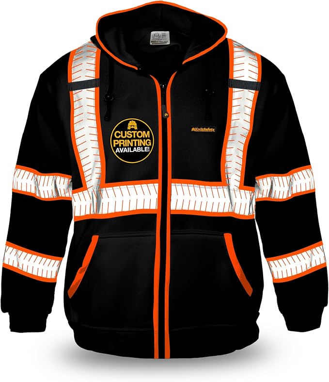 KwikSafety - Charlotte, NC - Men's Fleece Safety Hoodie | PPE Hi Vis Lightweight Reflective Jacket