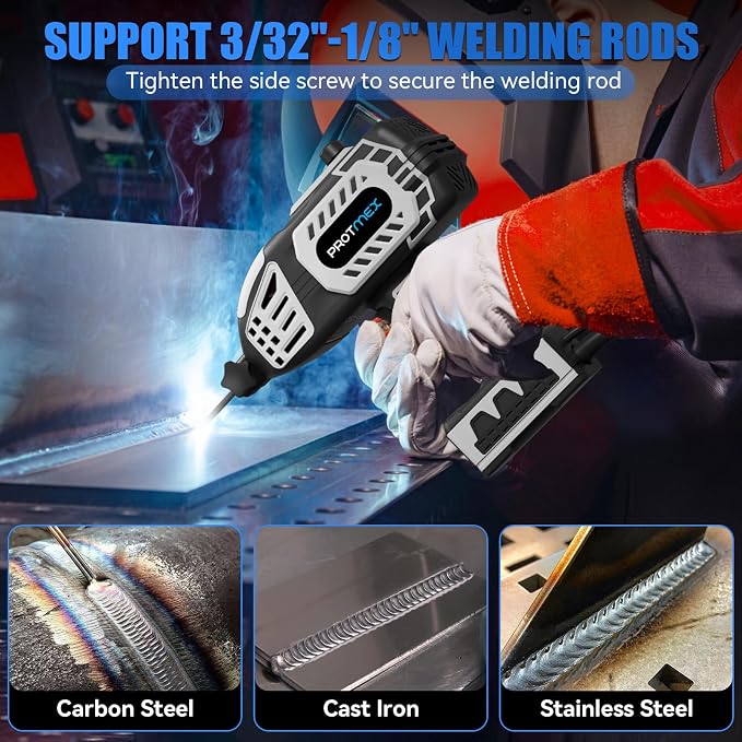 Portable Handheld Welder- 110V Portable Welder Machine IGBT Inverter with 5 Adjustable Currents, 20PCS Rods, ARC Welder Gun Fits 3/32"-1/8" Welding Rods for Home Projects, DIY, Repair