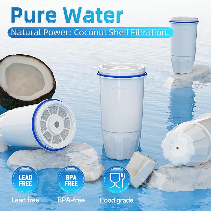 Water Filter Replacement Fit for Zero Pitcher and Dispensers ZR-001 ZR-004 ZR-017 ZS-008, Removes TDS for Pure Taste, 5-Stage Filtration System to Reduce Lead, Chlorine & PFOA/PFOS, 6 Pack, by NUTTUTO