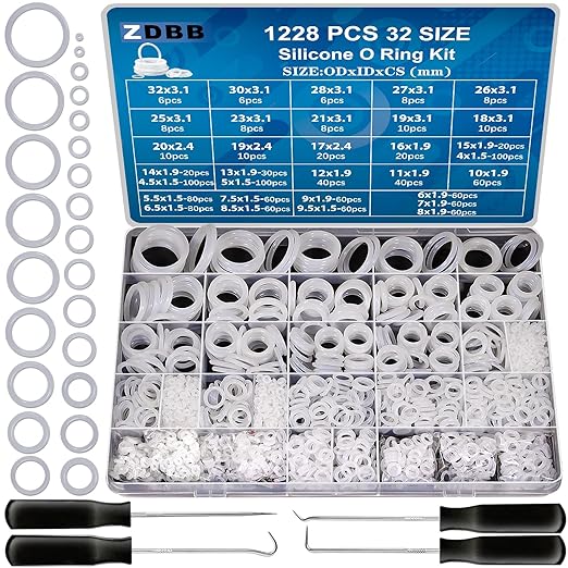 ZDBB 1540 Pcs O Rings Assortment Kit and 1228 PCS Clear Food Grade Silicone O-Ring Kit for Automotive Faucet Pressure Washer Plumbing，Sealing Faucets and Plumbing with Hook and Pick