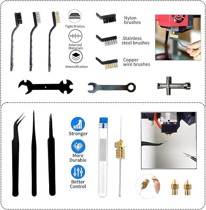 3D Printer Tools Kit,58 PCS 3D Printing Accessory Tools Kit | Complete Accessories;High-quality Materials;Easy to Carry and Store；Including Removing,Cleaning,Preprocessing,Finishing Tools