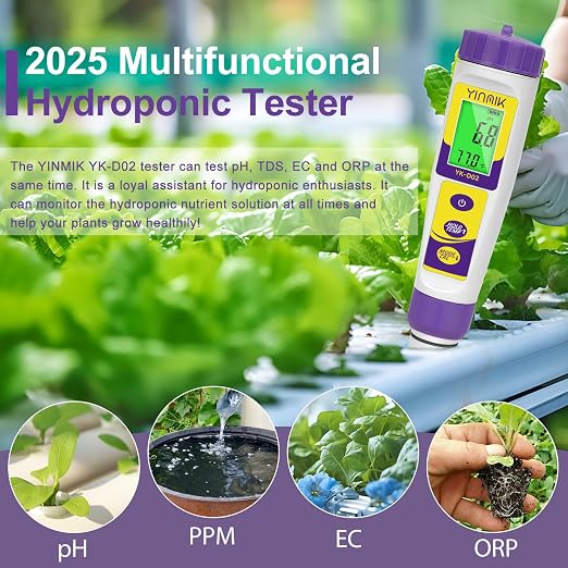 Pool pH ORP Meter, Hydrogen Water Tester, ORP Meter, TDS pH Meter for Drinking Water, YINMIK 6 in 1 pH TDS H2 EC ORP Temp Water Quality Meter, Digital pH PPM EC Monitor