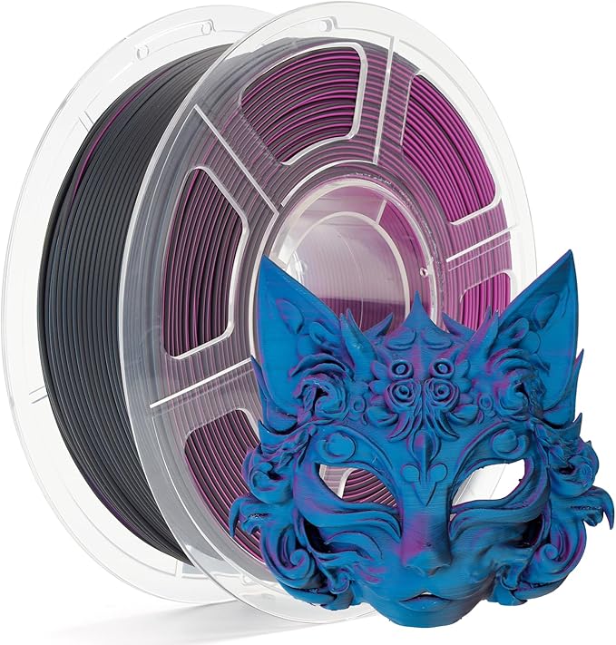 iSANMATE Matte Tri Color PLA Filament 30-300mm/s 3-in-1 Color Rainbow Filament Fast Color Change Filament by Angle 3D Printing 1.75MM 1KG Fit for Bambu Lab 3D Printers,AMS,AMSLite(Black Blue Purple)
