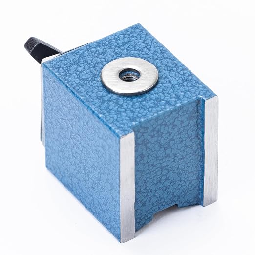 PEC Tools Mini Universal Arm Magnetic Base with Mechanical Locking System, 77lb/35kg Holding Force, Fits 6mm & 3/8" Stems & Dovetail, Compact Precision Indicator Stand