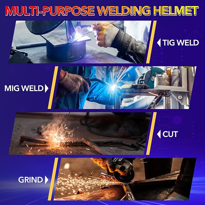 TRQWH Auto Darkening Welding Helmet Large Viewing True Color Solar Powered Welding Hood & Welding Backpack for Men Waterproof Reinforced Bottom Large Capacity