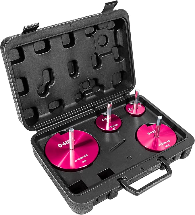 4-Piece Plastic Pipe Reamer Tool Kit for PVC, CPVC, and ABS Fittings, Includes 1.5", 2", 3", 4" Reamers, Compatible with Standard 1/2" Drills, 3/8" Hex Shaft, for Exhaust, Drain, Water Pipes Cleaning