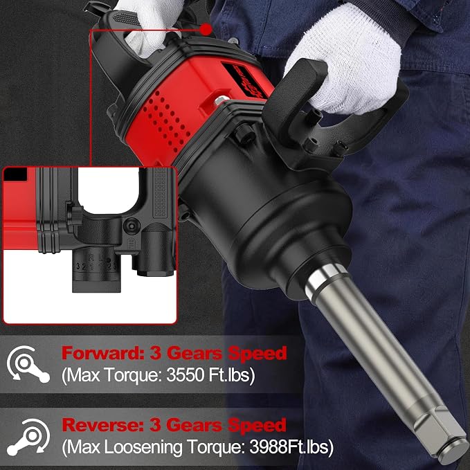 Trivd Frol Air Impact Wrench 1 inch Impact Gun 1 Inch Impact Wrench, Up to 3550 Ft.lbs, 5000RPM High Torque Pneumatic Impact Wrench with 32mm-33mm Sockets, 1/2" Air Inlet for Heavy Duty Repairs