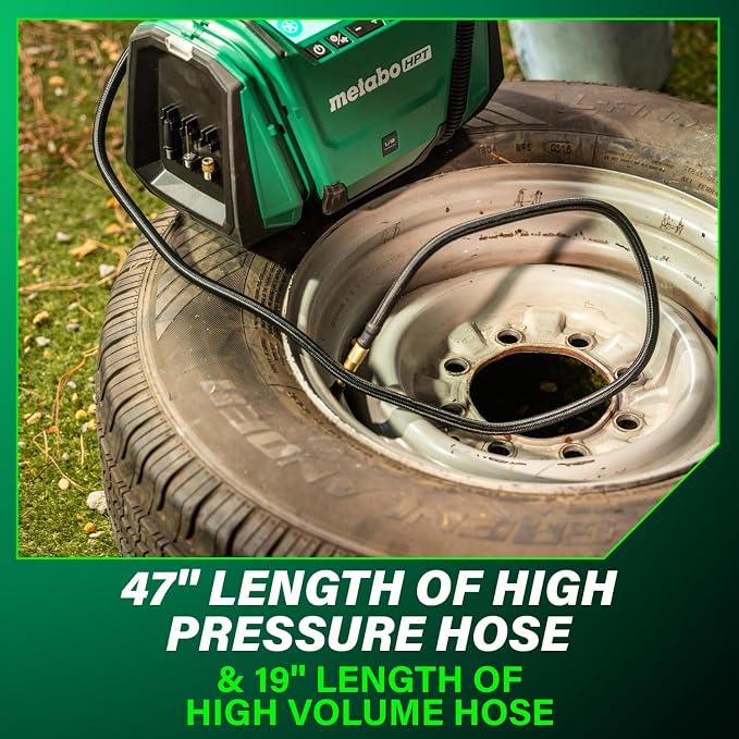 Metabo HPT 18V MultiVolt Cordless Dual Function Inflator, Portable Air Inflator with High Pressure and High Volume Modes, 160 PSI Max Pressure, LED Light, Tool Body Only, UP18DAQ4