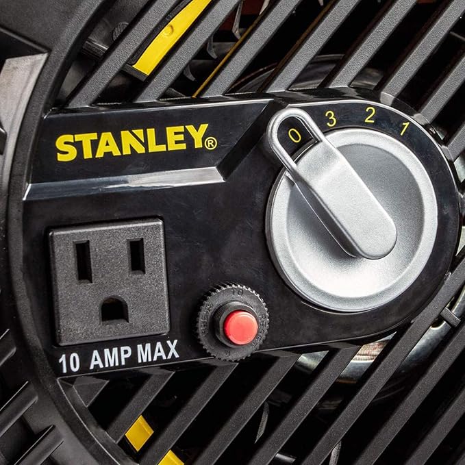 Master Heavy Duty Utility Blower, 3 Speed Portable Floor Fan with Outlet & Pivoting Head for Home & Garage Cooling, Drying and Air Circulation