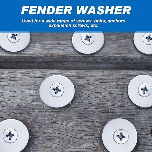Hotop 50 Pieces Stainless Steel Fender Washers 18-8 Stainless Steel Flat Washer (1/2" X 2")