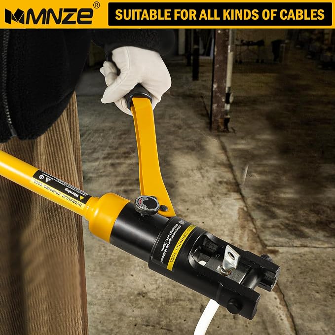 12 Ton Hydraulic Cable Lug Crimper Pliers 6 AWG to 500 MCM Hand Operated Hydraulic Crimping Tool Kit Wire Terminal Lug Battery Crimping Crimper with 10 Dies