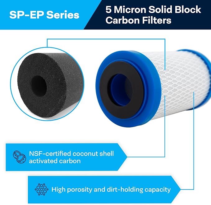 SpiroPure 5x2.5 5 Micron Carbon Block Water Filter EP-5 CB-25-0505, 24 Pack