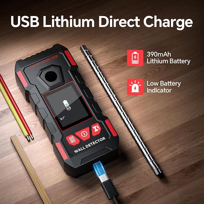Stud Finder, Rechargeable Stud Finder Wall Scanner with Upgraded Intelligent Chip for Wood Metal Studs AC Wires Joists Pipes, Stud Detector Support HD LCD Display and Voice, Accurate Positioning