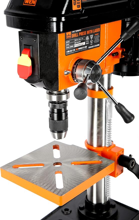 WEN 4211 3.2-Amp 10-Inch 5-Speed Cast Iron Benchtop Drill Press with Laser and Keyless Chuck , Black