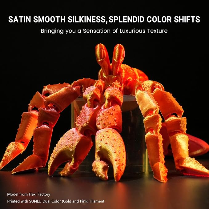 SUNLU 4KG Dual Color Silk Filament, Silk PLA 3D Printer Filament 1.75mm, Dimensional Accuracy +/- 0.02mm, 1KG Spool(2.2 lbs), 4 Pack, PLA Silk Dual Color