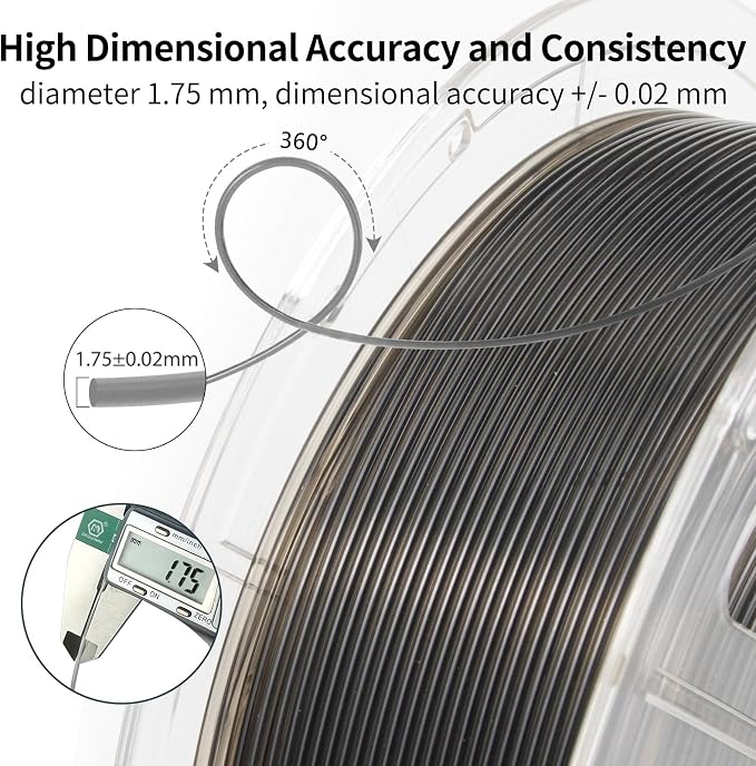 IEMAI Clear PLA Filament 1.75mm Smoke Gray 1kg, Glossy Transparent Finish 3D Printer Filament Up to 600mm/s High Speed Printing for Lampshades, Home Décor & Creative DIY