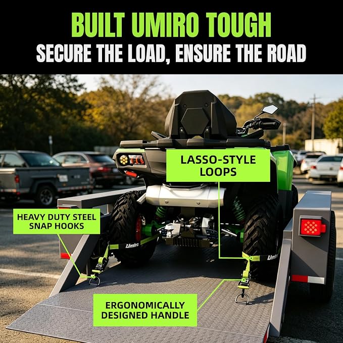 UMIRO 4 Pack Car Tie Down Straps for Trailers - 2" x 12' 12,000 LBS Break Strength - Securing Cargo for Flatbed Trailer, Truck, ATV, Hauling