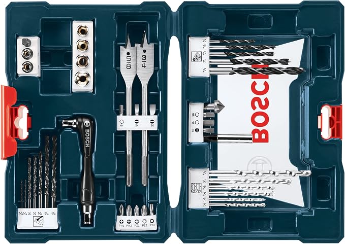 BOSCH CLPK22-120 12V Max Cordless 2-Tool 3/8 in. Drill/Driver and 1/4 in. Impact Driver Combo Kit with 2 Batteries, Charger and Case & Bosch MS4041 41-Piece Drill and Drive Bit Set