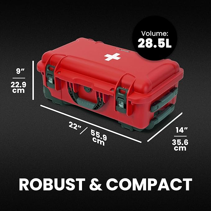 NANUK 935 Wheeled Waterproof First Aid Box Empty – Durable, Medical First Aid Organizer Case, IP67-Rated, Dustproof, Impact-Resistant, and Floats (20.5” x 11.3” x 7.5”) – Red | Empty Wheeled First Aid Case, Interior 20.5×11.3×7.5 in, Nk-7 Impact-Resist...