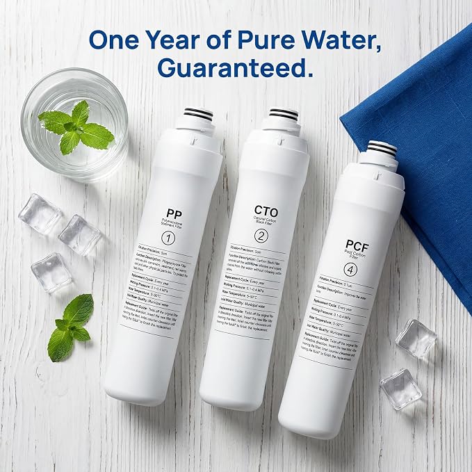 ROPOT 1 Year Replacement Filter Set Compatible with Bluevua RO100ROPOT RO100ROPOT-UV RO System (1 PP, 1 CTO, 1 PCF)