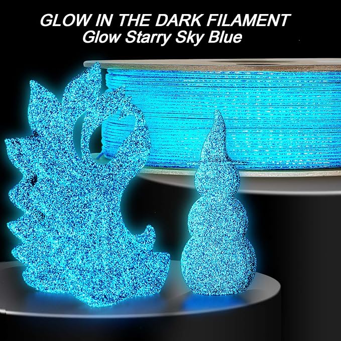 YOUSU 3D Printer Filament, Glow in The Dark PLA Filament 1.75mm, Black Filament with Glow in The Dark Blue Starry Sky 1kg(2.2lbs)