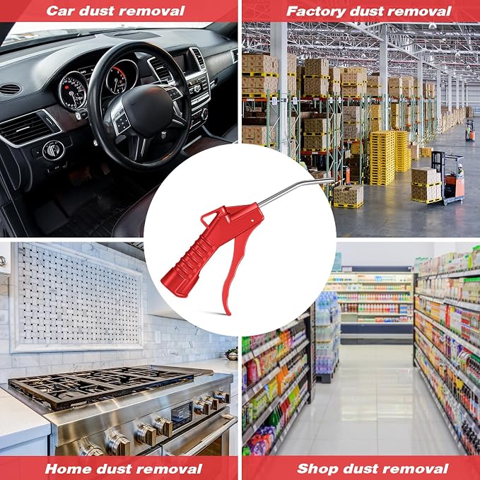 Honoson Air Nozzle Blower Gun Pistol Grip Air Blow Tool Compressor Accessories for Industrial Household Mechanics(Red,8 Pcs)